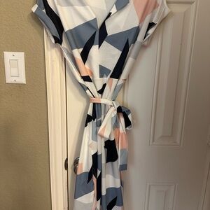 Geometric Patterned Wrap Dress